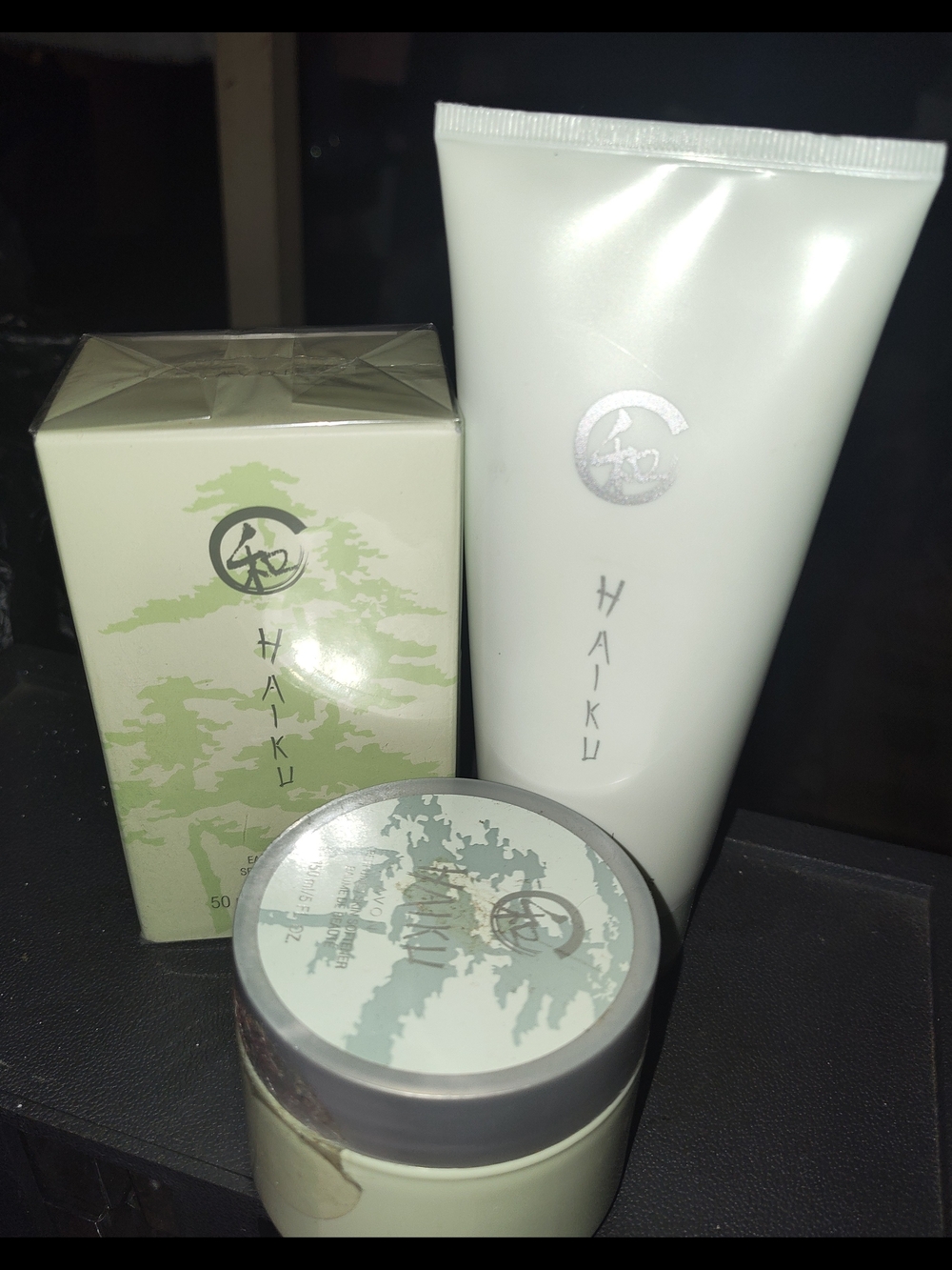 Haiku Women's Bath & Body Trio in Pale Green and White